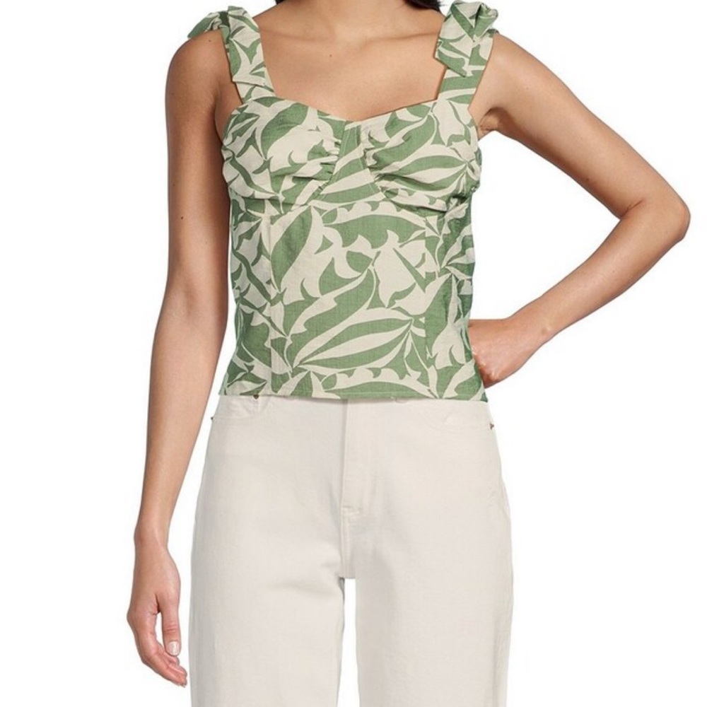 I.N. San Francisco Green Leaf Print Blouse